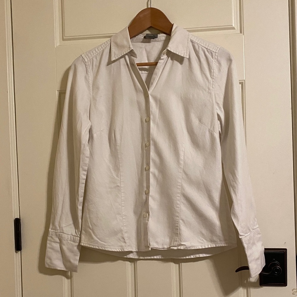 Ann Taylor Classic White Button-Front Shirt